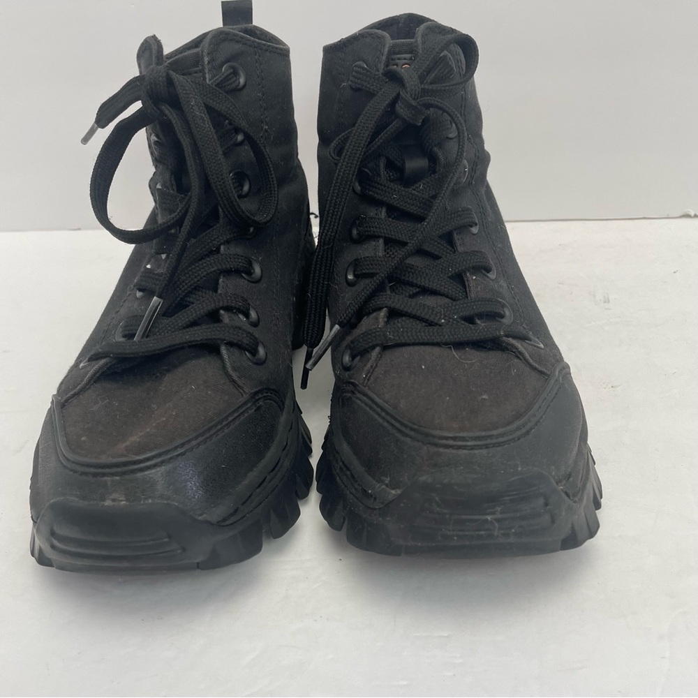 Skechers womens 7 Black High Top Sneaker Boots Lug sole chunky combat canvas - Picture 2 of 11